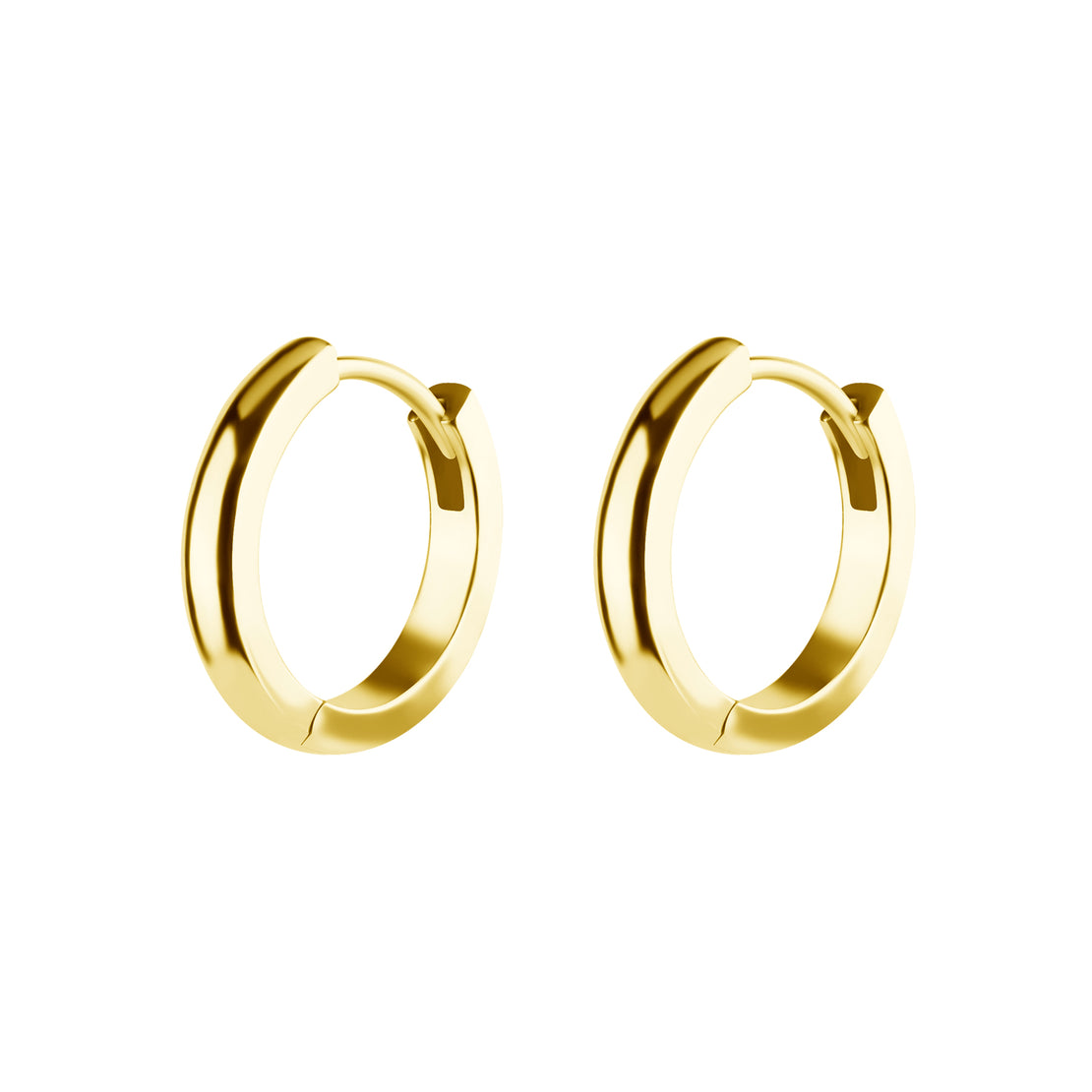 Nickel-Free Stainless Steel Click Hoop Earrings - Domed - 2,5 mm width Gold