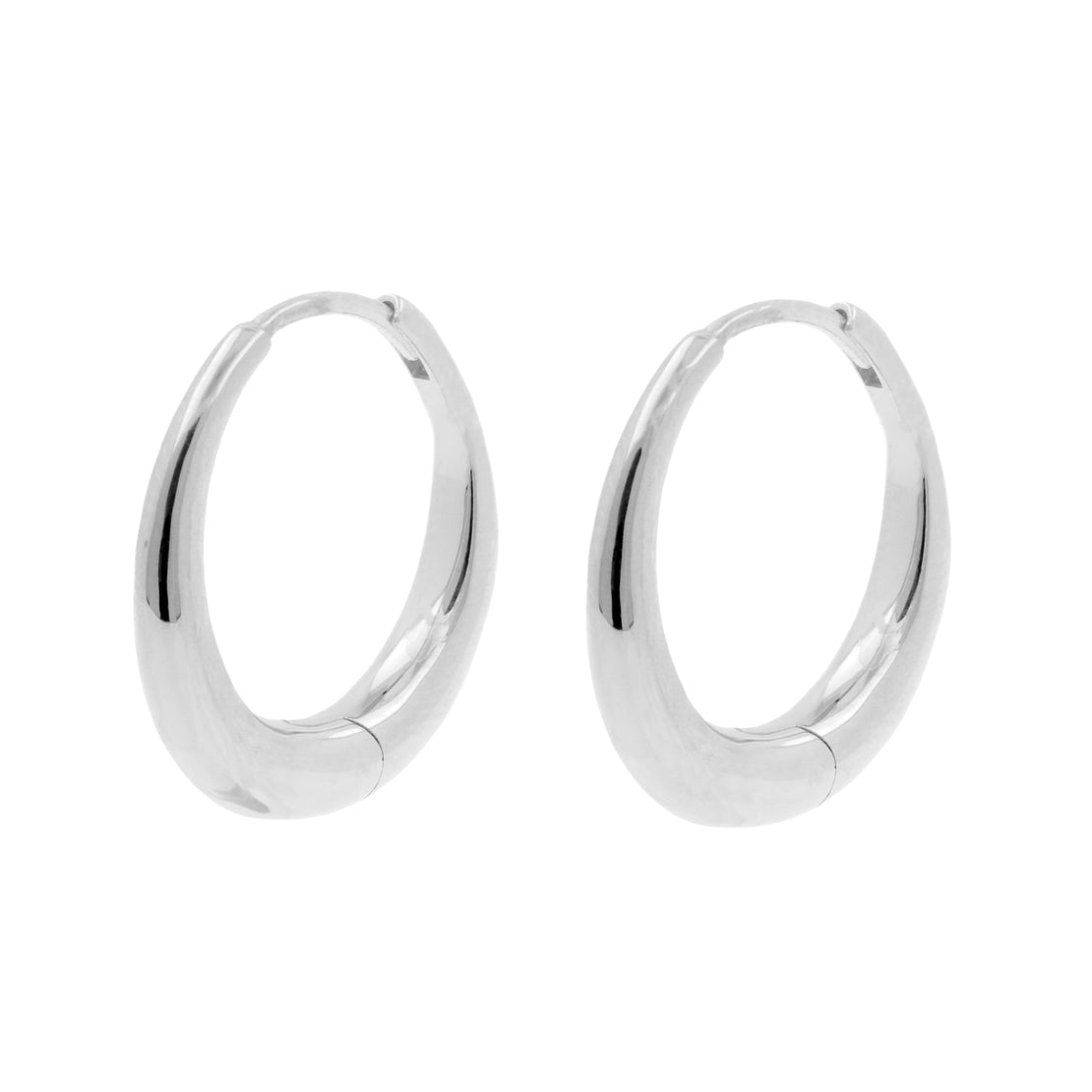 Nickel-free Steel Click Hoop Earrings - Silver