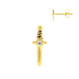 Surgical Steel Ear Studs - Zirconia Dagger Gold