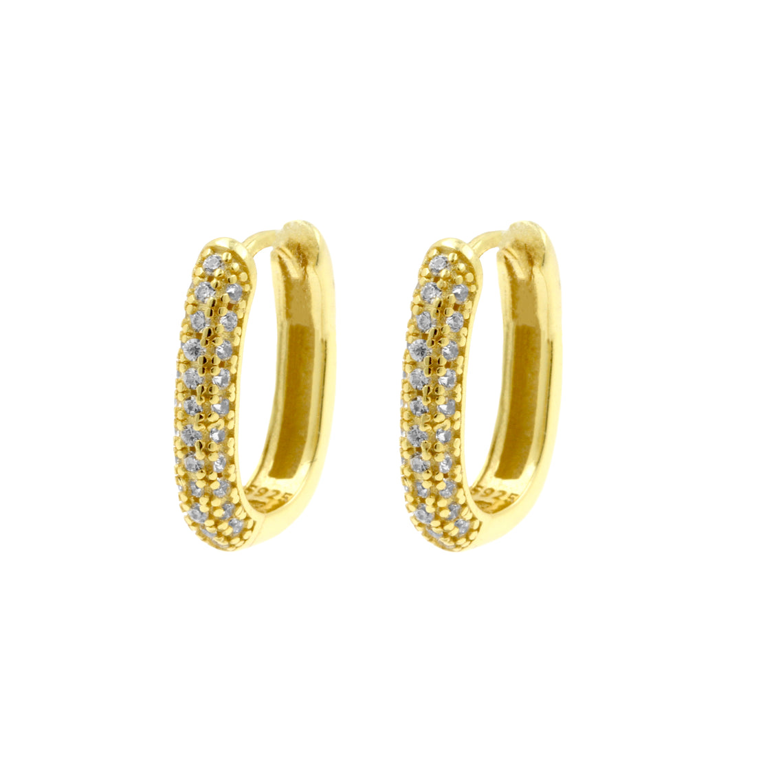925 Silver Ear Hoops - Multi Zirkonia - Gold
