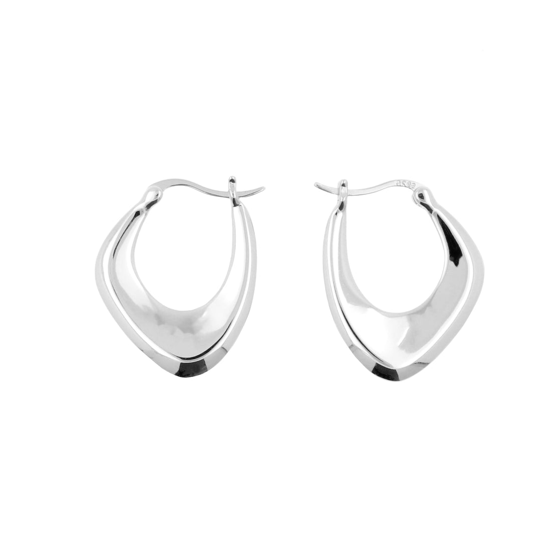 925 Silver Ear Hoops - Organic Ellips - Silver