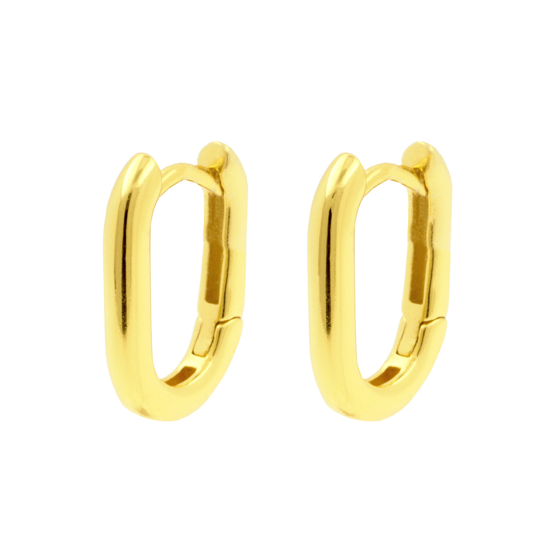 925 Silver Ear Hoops - Rectangle - Gold