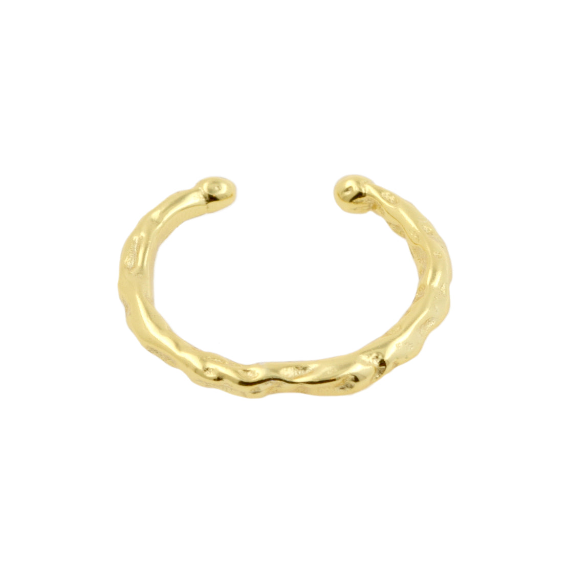 925 Silver Ear Cuff - Grunge Ring - Gold