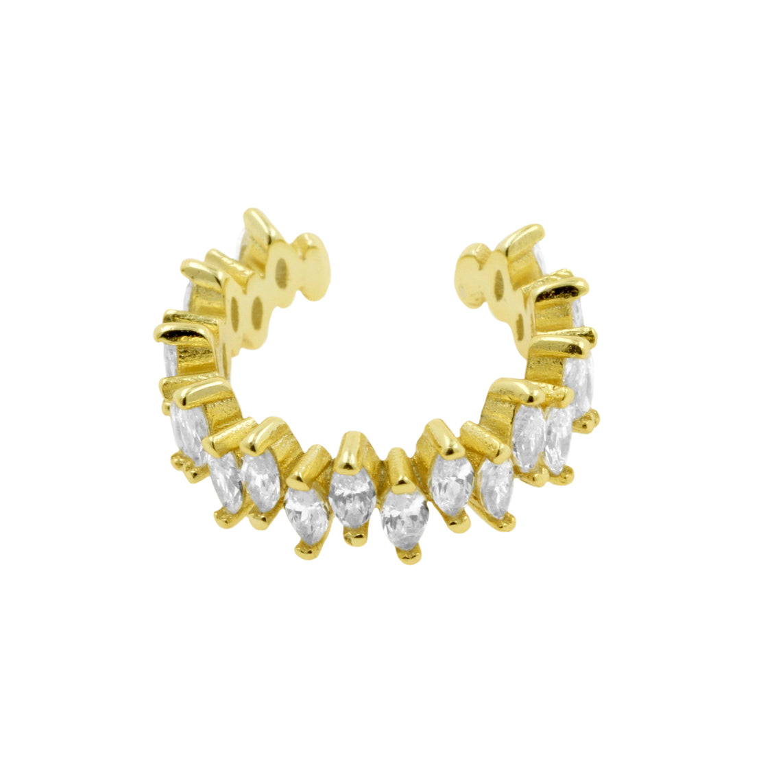 925 Silver Ear Cuff - Zirconia Rays - Gold