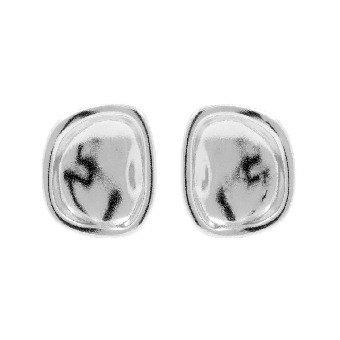 925 Silver Earstuds - Organic Rectangle Silver