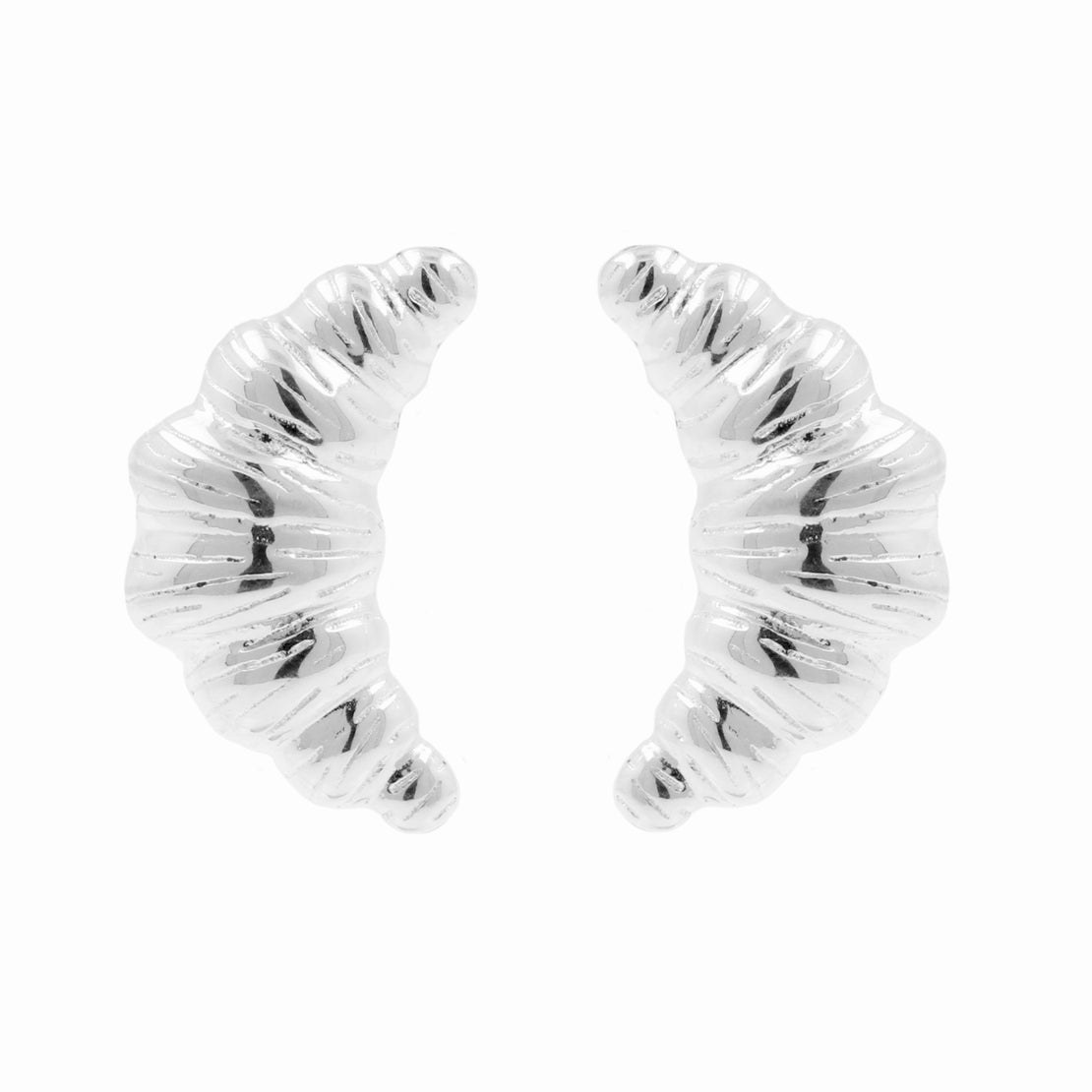 925 Silver Earstuds - Croissant Silver