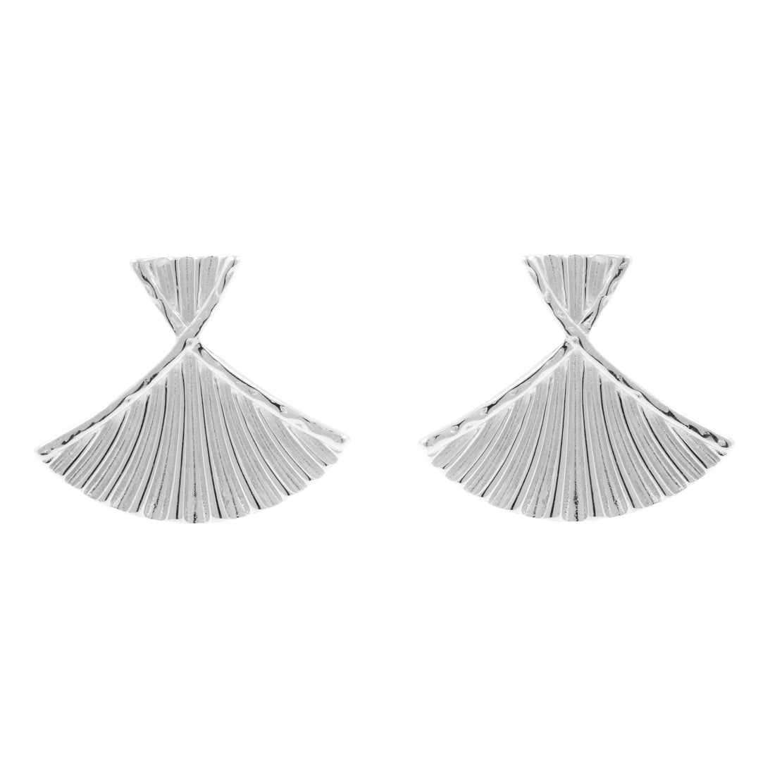 925 Silver Earstuds - Fan Silver