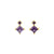 925 Silver Earstuds With Purple Gems - Gold