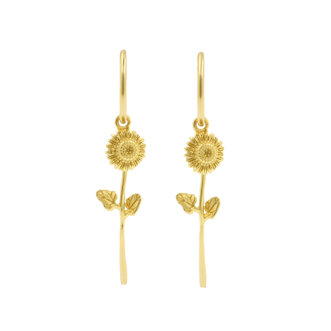 925 Silver Ear Hangers - Sunflower - Gold