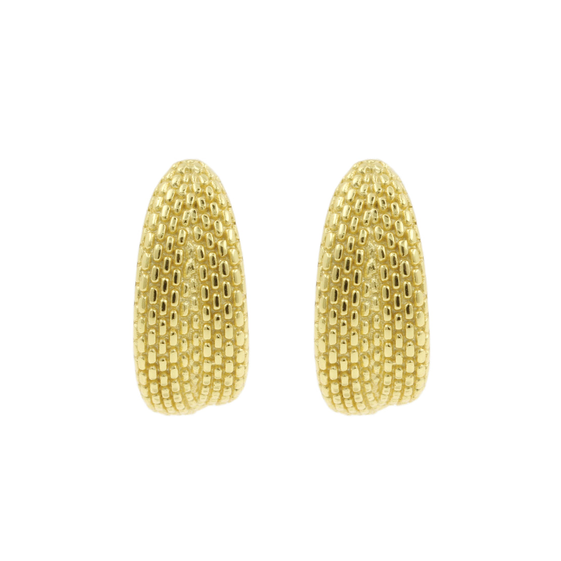 925 Silver Earrings - Crescent Braided - Gold