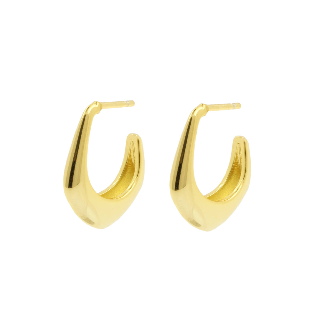 925 Silver Earrings - Pentagon - Gold