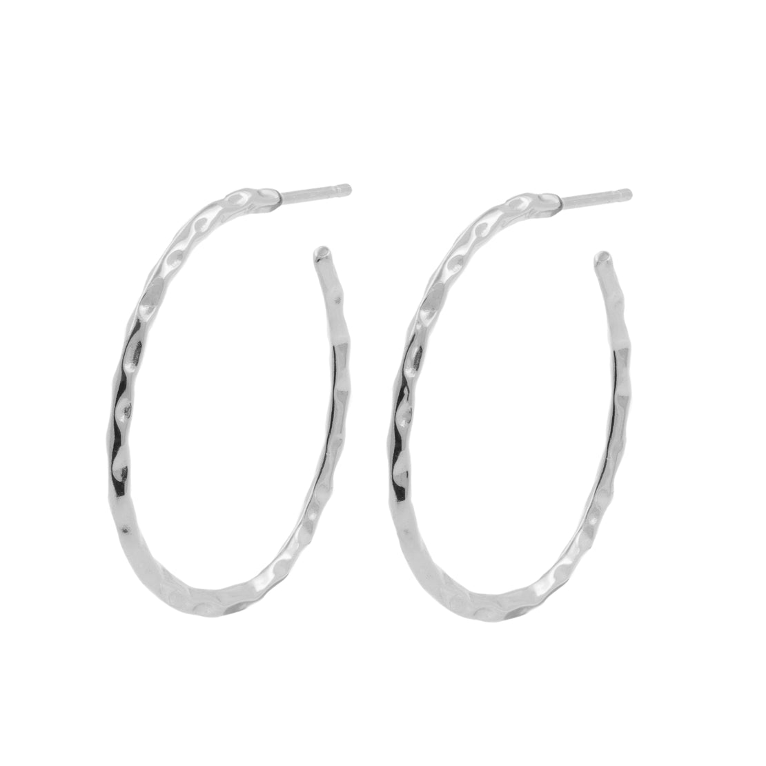 925 Silver Ear Studs - Hoops Textured - Silver