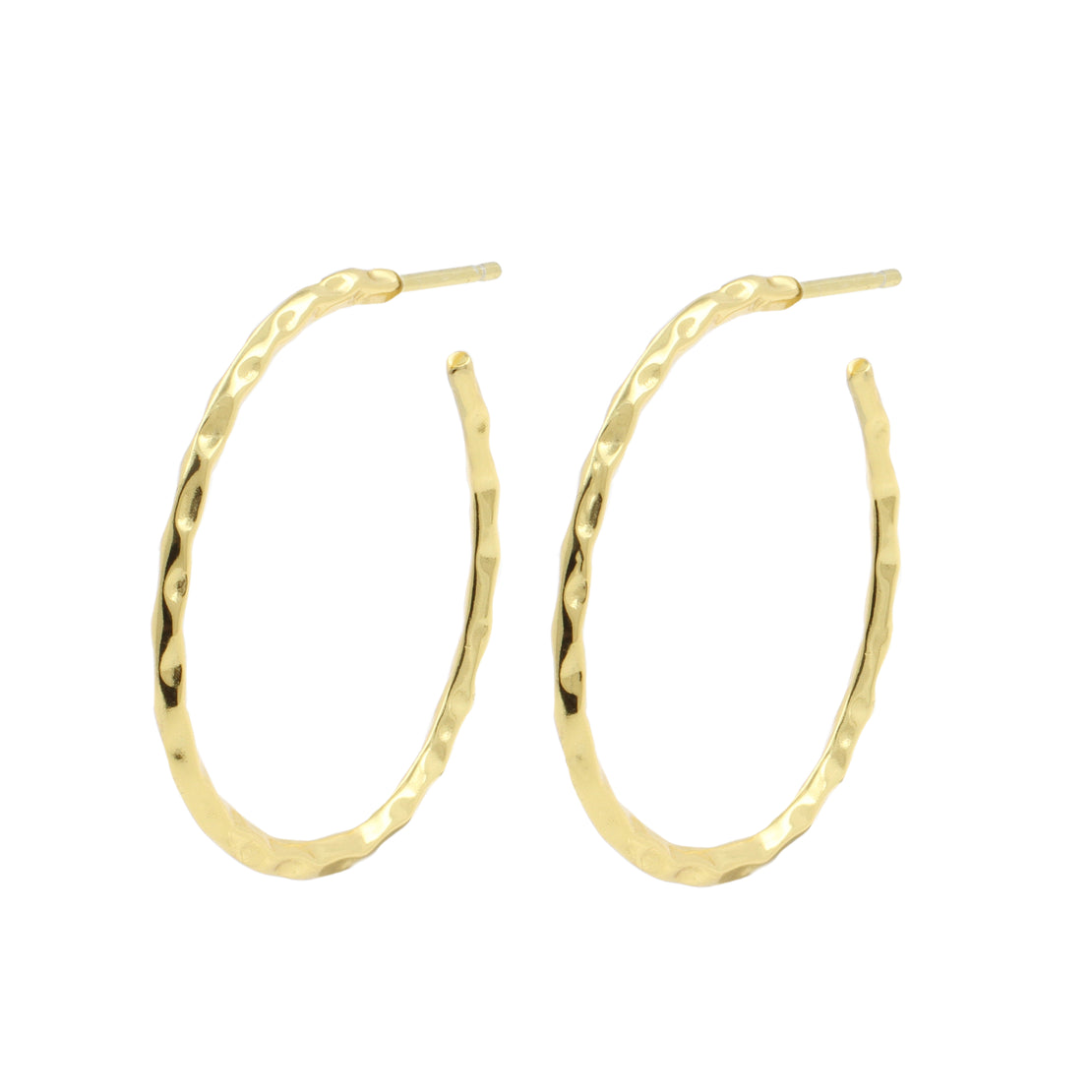 925 Silver Ear Studs - Hoops Textured - Gold