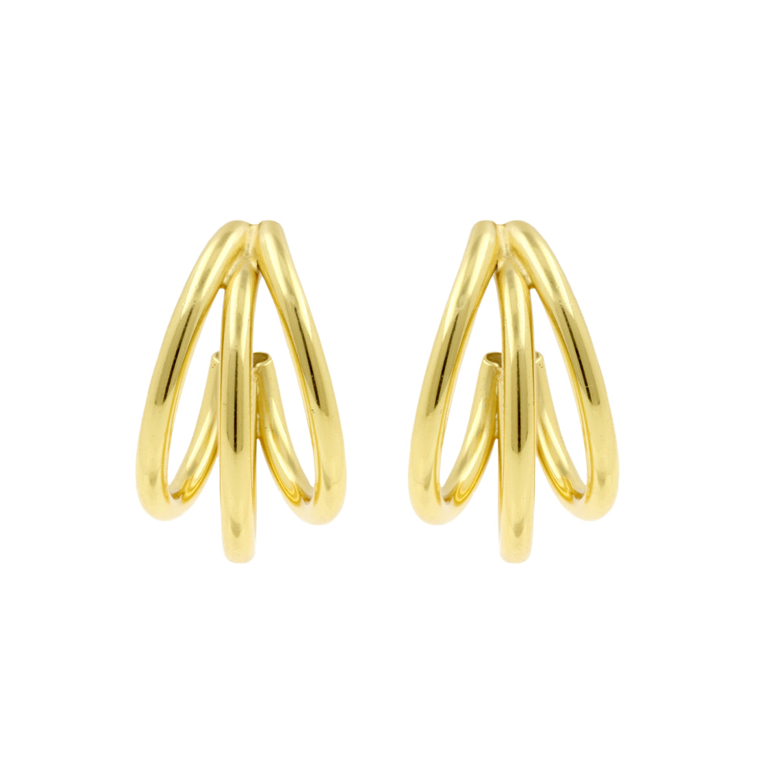 925 Silver Ear Studs - Hoops Triple - Gold
