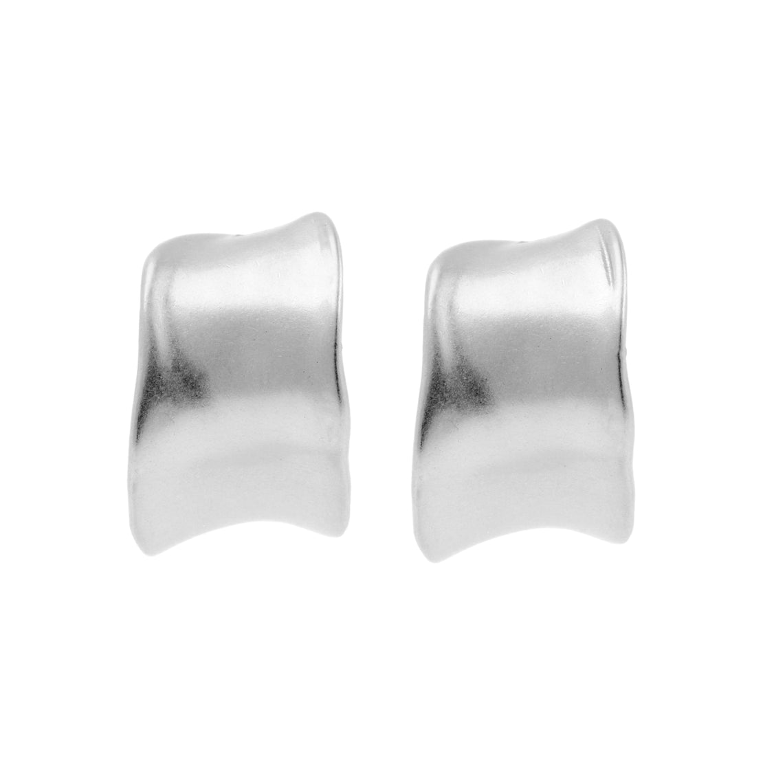 925 Silver Ear Studs - Bangle Matte Organic - Silver