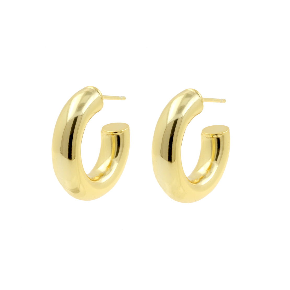 925 Silver Ear Studs - Hoops Solid - Gold