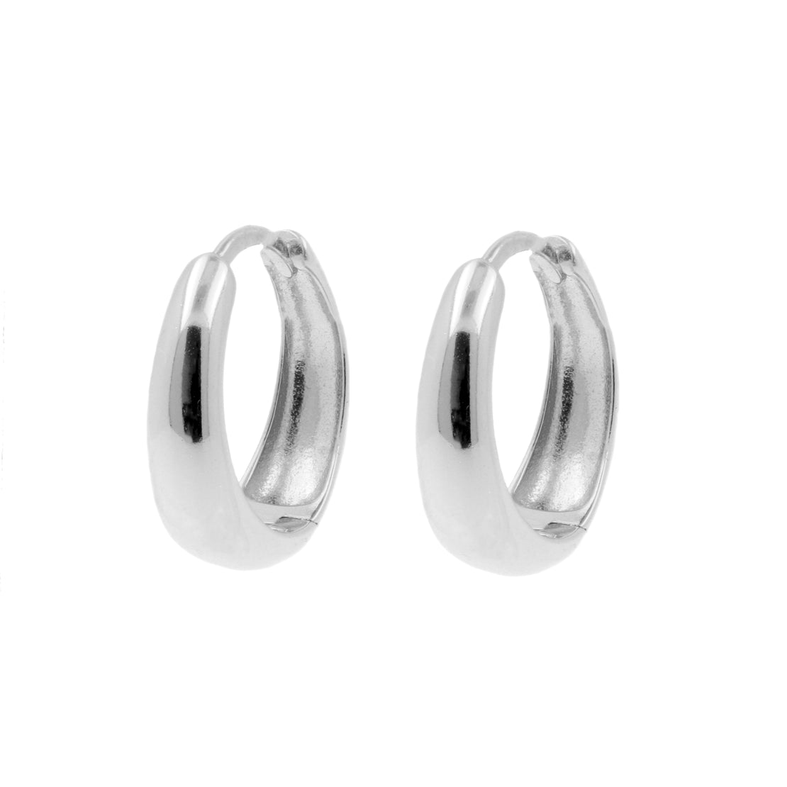925 Silver Ear Hoops - Droplet - Silver