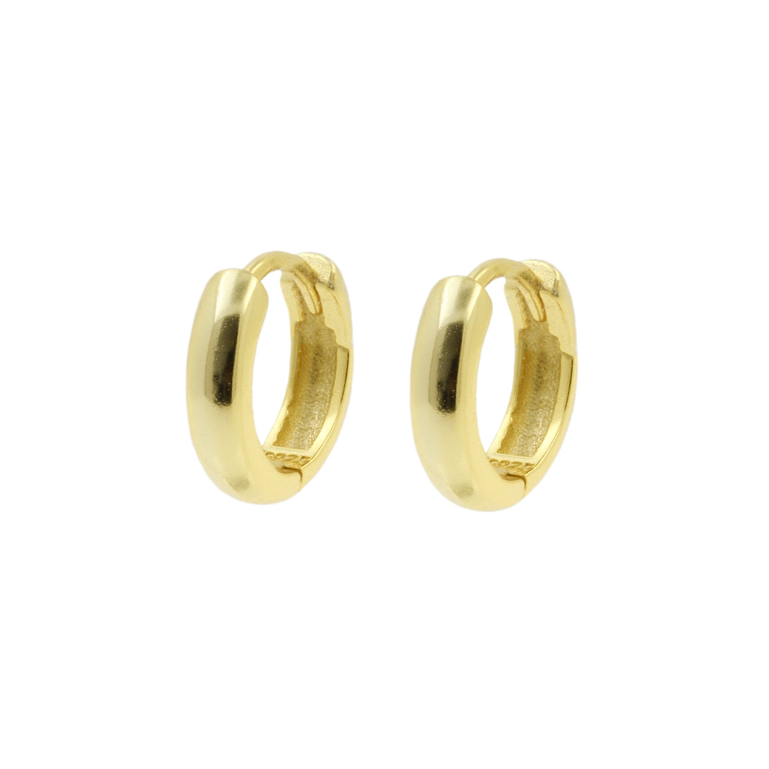925 Silver Ear Hoops - Round - Gold
