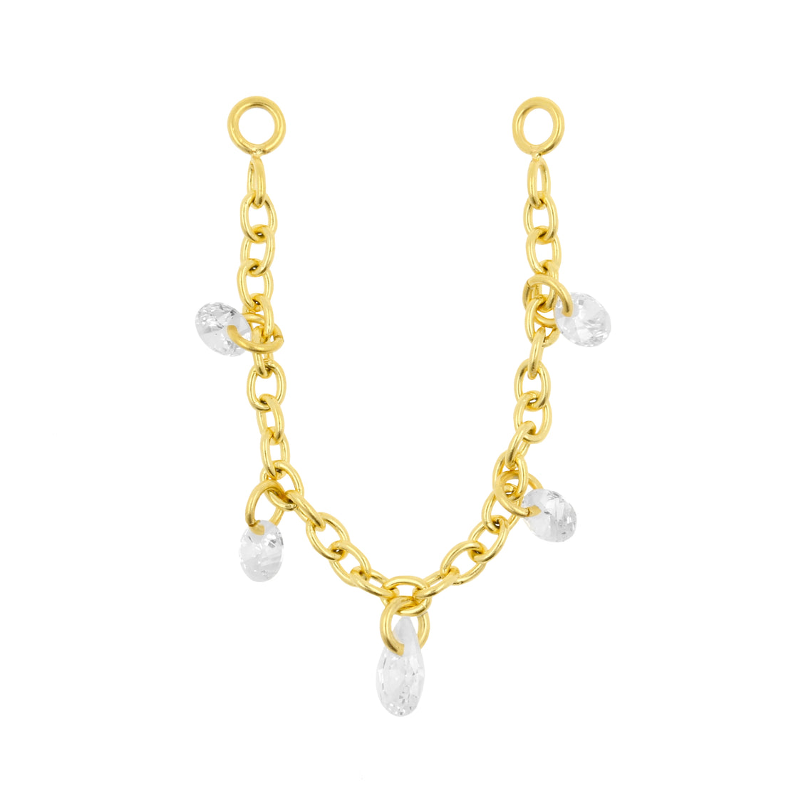 Chirurgisch Staal Piercing Kettinkje Met Hangende Zirkonia Goud