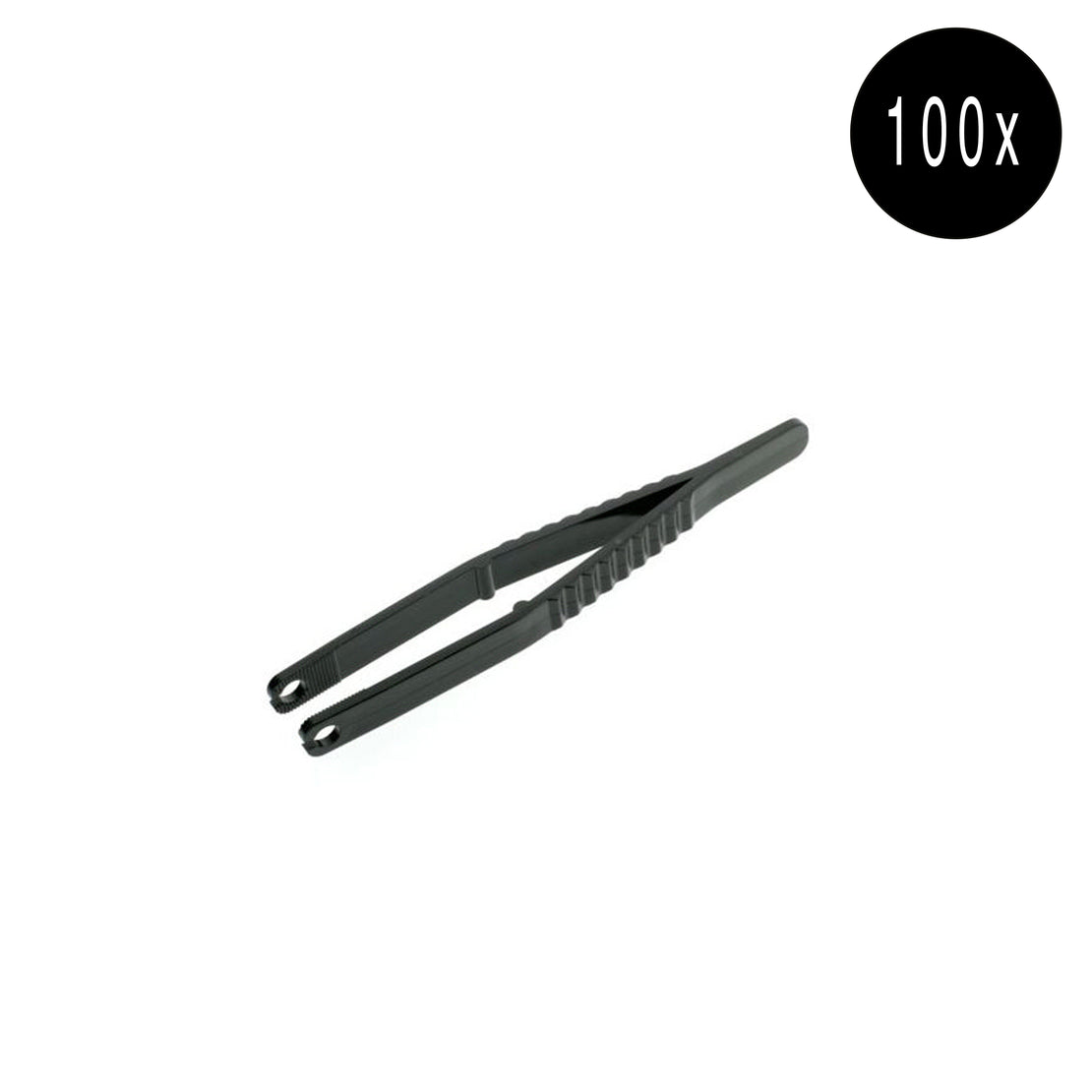Plastic Box - Sterile Prepacked Piercing Forceps Round - 100 pcs Black