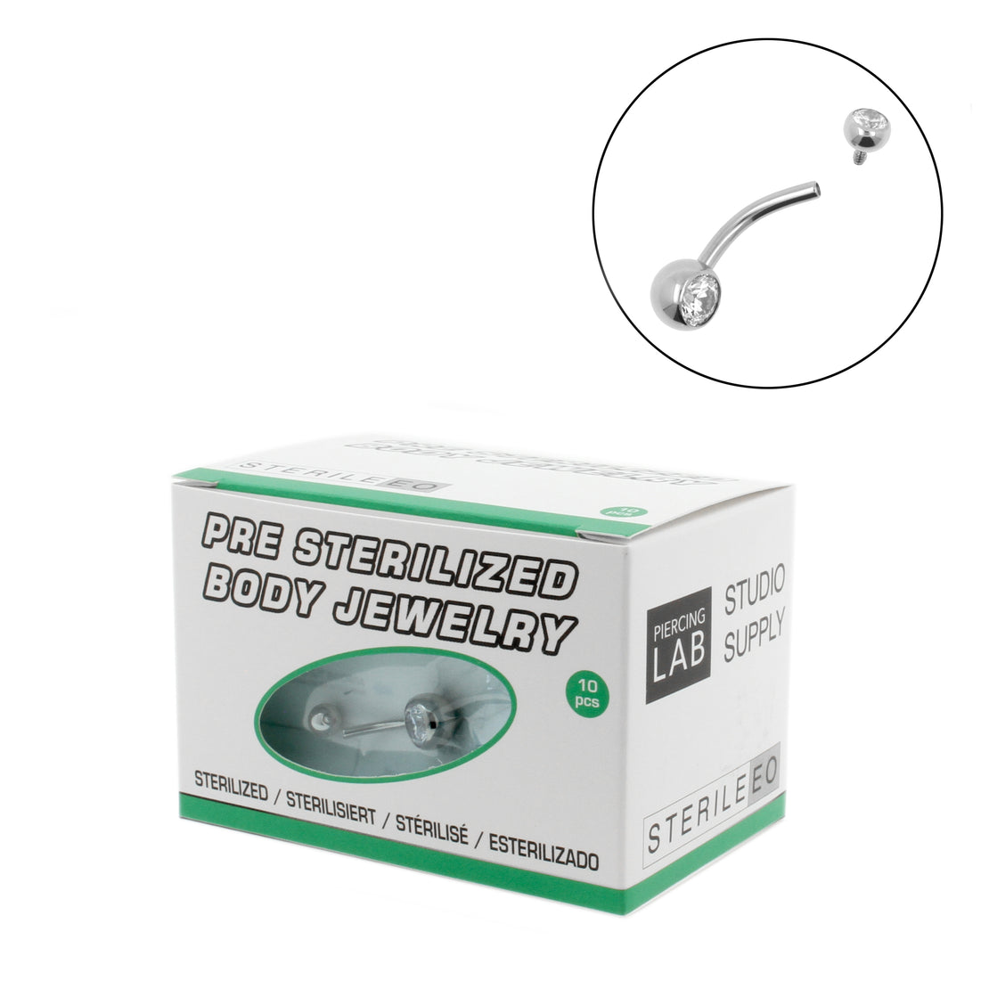 Titanium Zirconia Banana - Sterilized (10 pcs) Silver