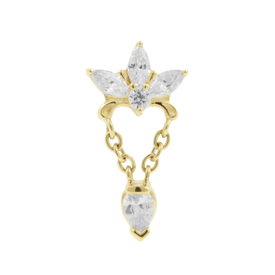 14 Karaats Gouden Marquise Zirkonia Hanger