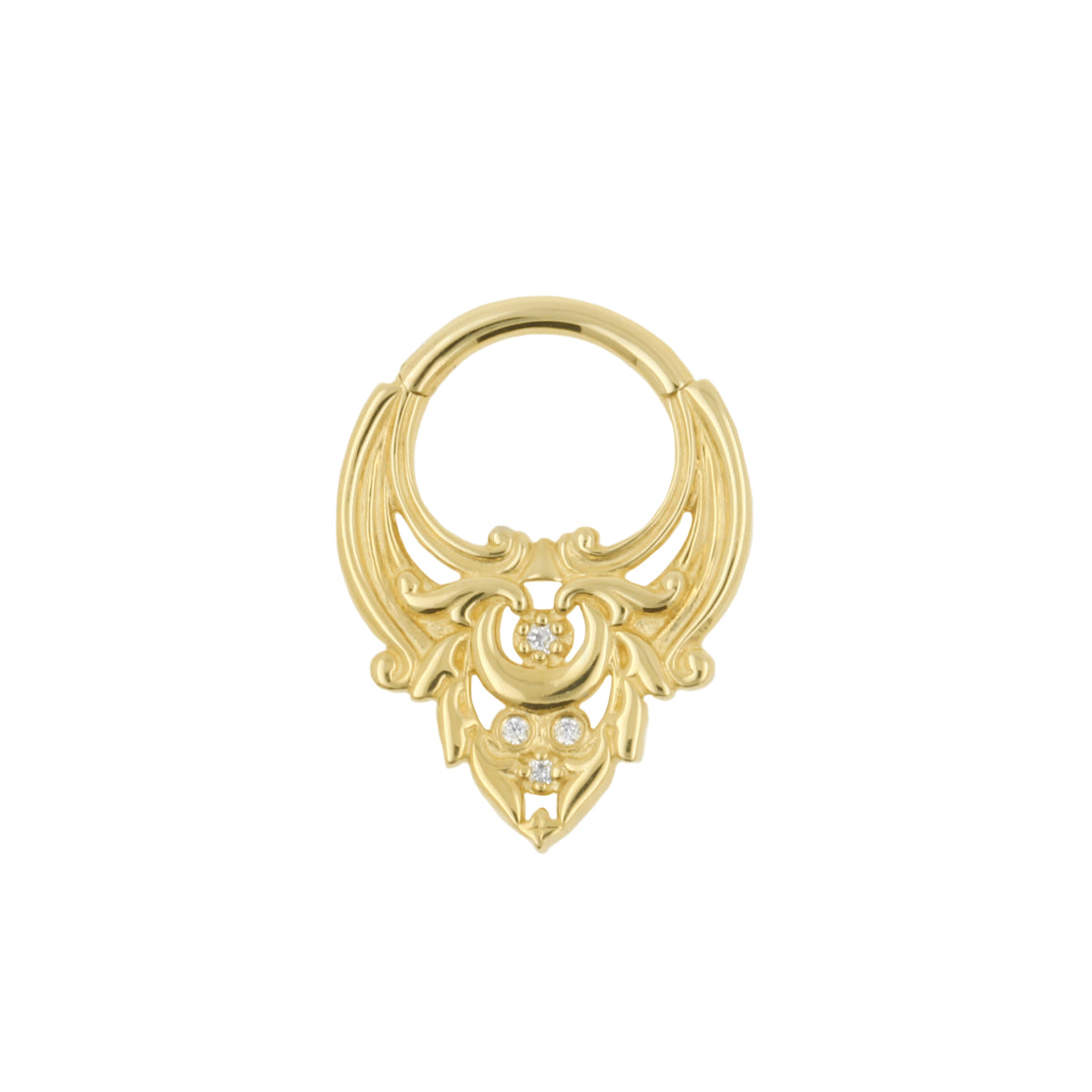 14 Karat Gold Click Ring With Botanical Design