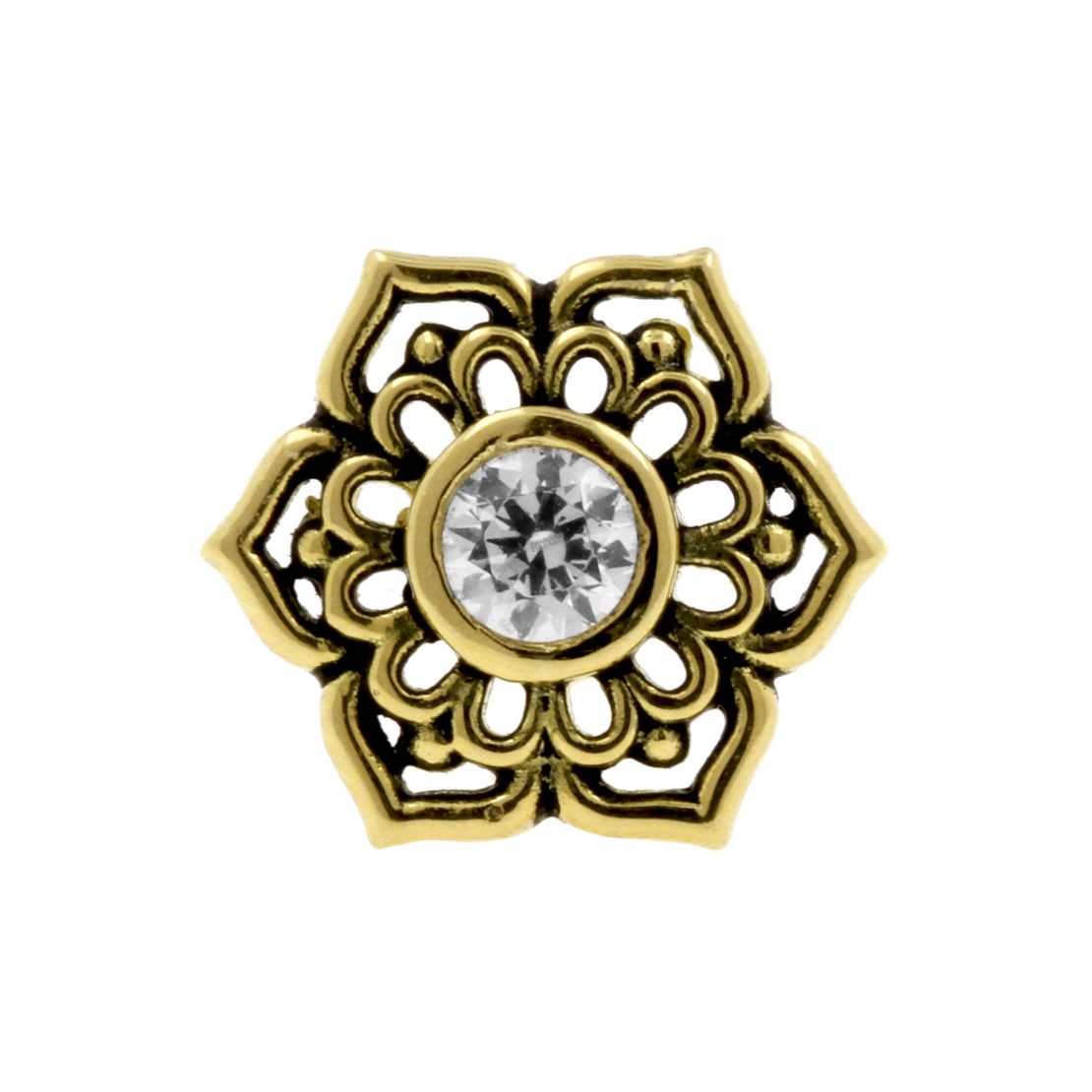 18 Karat Gold Zirconia Tribal Flower