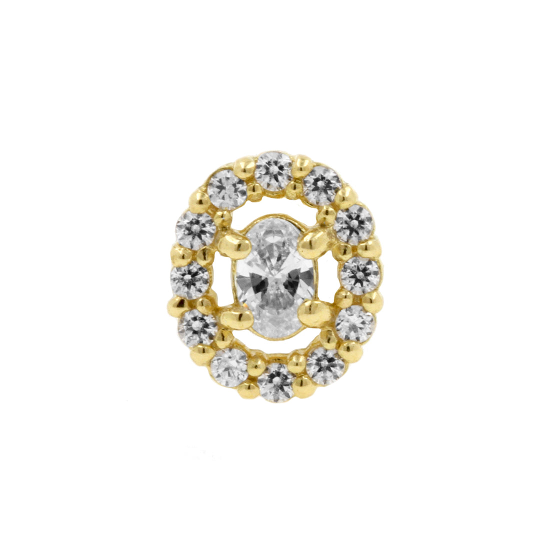 18 Karat Gold Zirconia Multi Oval