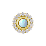 18 Karat Gold Vintage Opal Zirkonia - Rund Weißer Opal