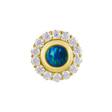 18 Karat Gold Vintage Opal Zirkonia - Runder Schwarzer Opal