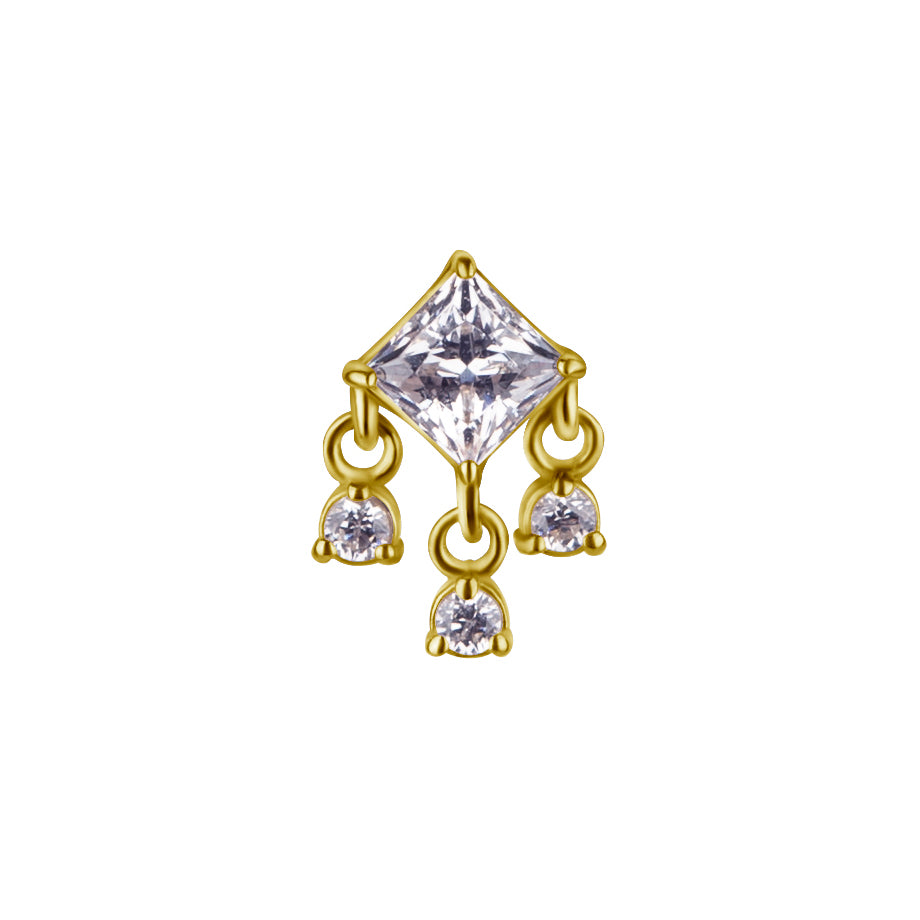18 Karat Gold Zirconia Dangled Square