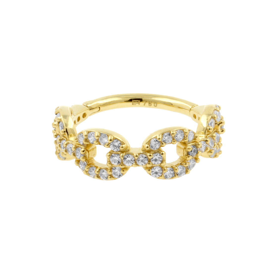 18 Karaats Gouden Conch Clicker - Zirkonia Chain Clear