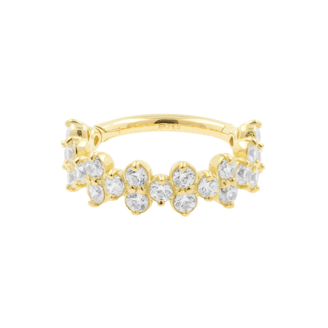 18 Karaats Gouden Conch Clicker - Zirkonia Vine Clear