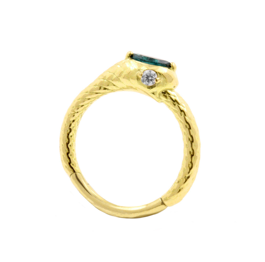 18 Karaats Gouden Conch Clicker - Ouroboros Dark Afghan Tourmaline