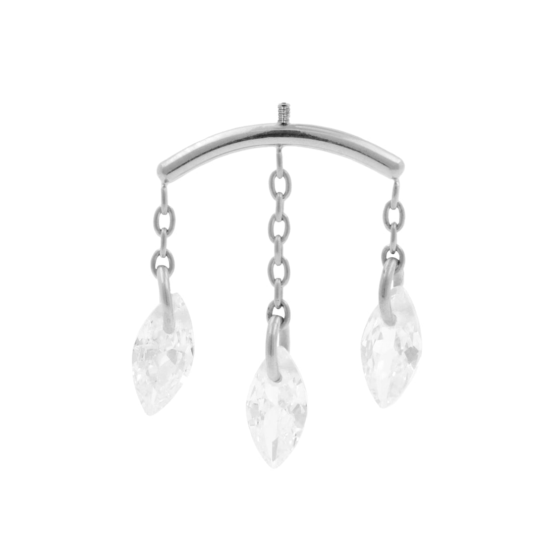 Titanium Verticale Helix Curve Met Zirkonia Zilver