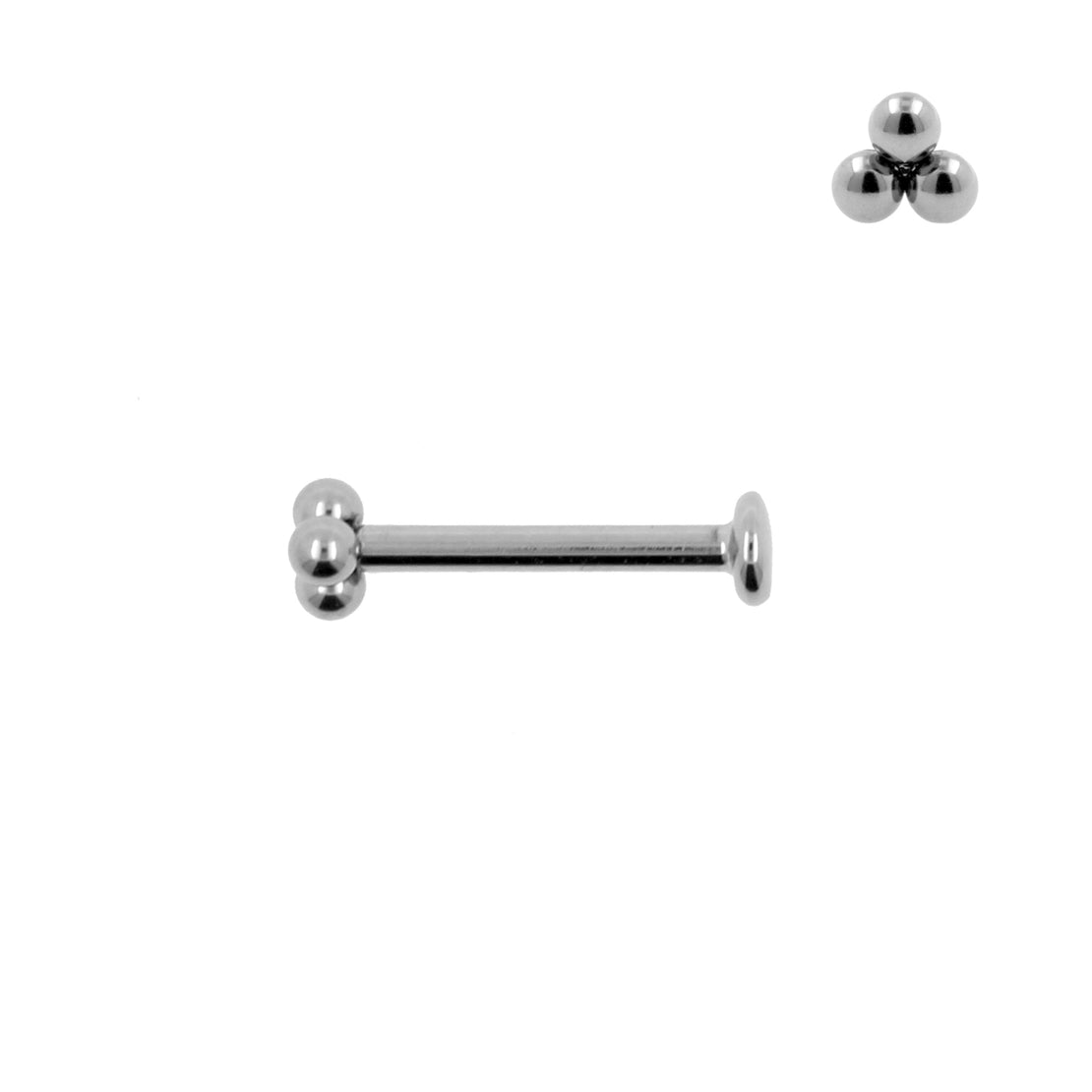 Titanium Labret Stud - Triple Dots 3mm Zilver