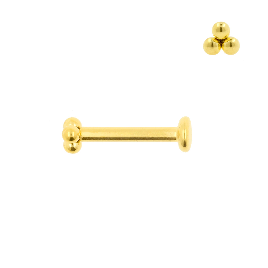 Titanium Labret Stud - Triple Dots 3mm Gold