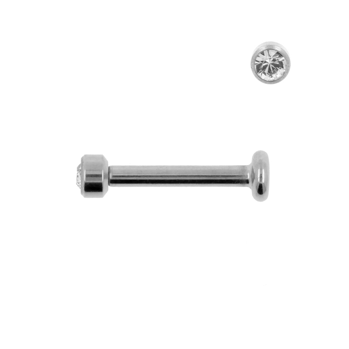 Titanium Labret Met 2,5mm Jewelled Disc Clear