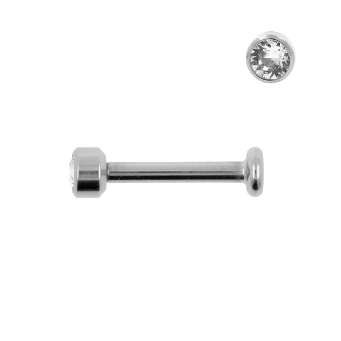 Titanium Labret Met 3mm Jewelled Disc Clear