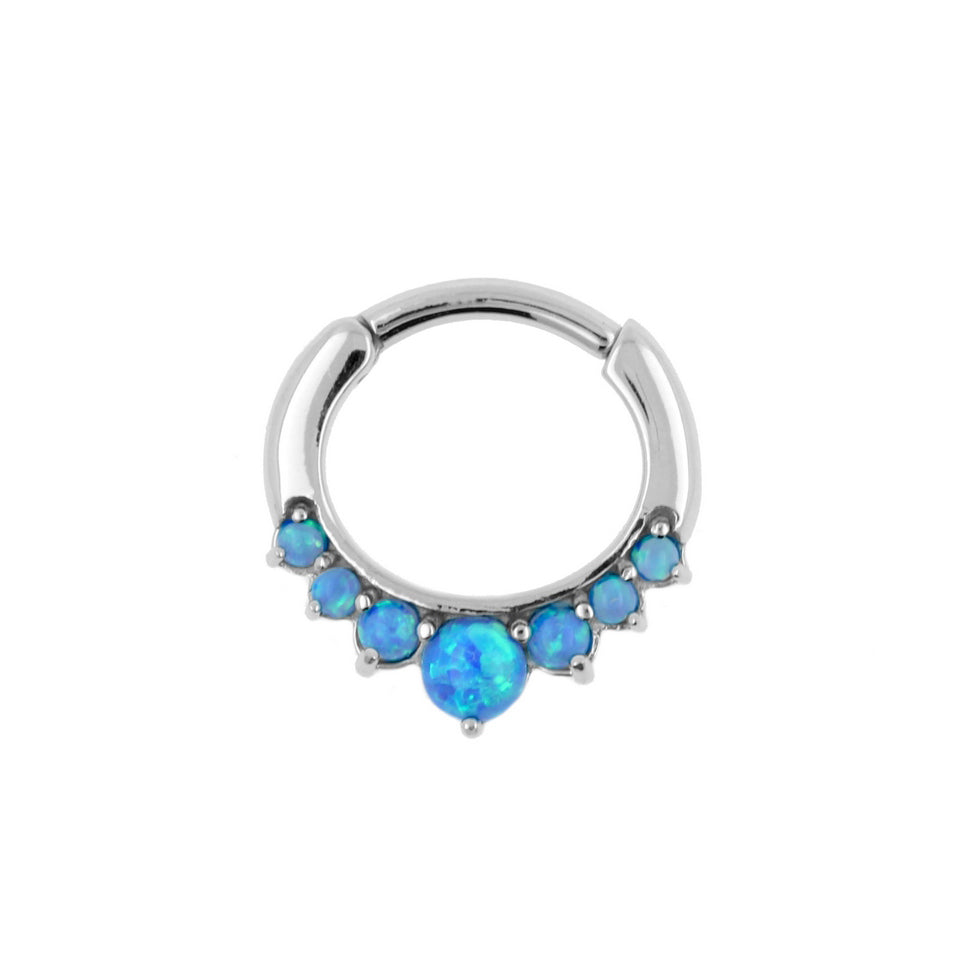Surgical Steel Opal Princess Ring Sapphire Blue Opal