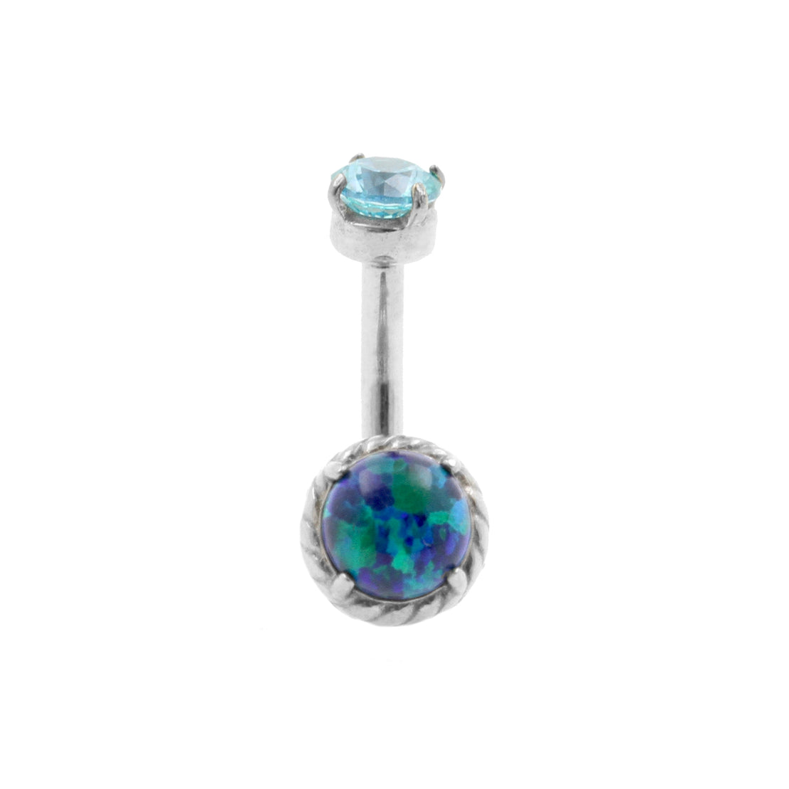 Surgical Steel Opal Zirconia - Rook Piercing Black Opal