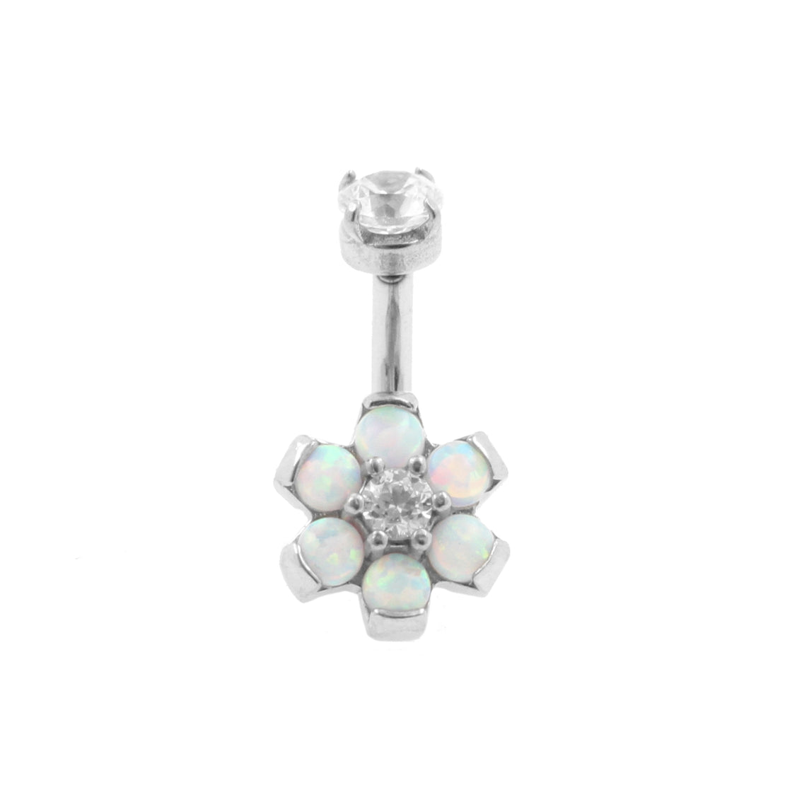 Surgical Steel Opal Zirconia Flower - Rook Piercing White Opal