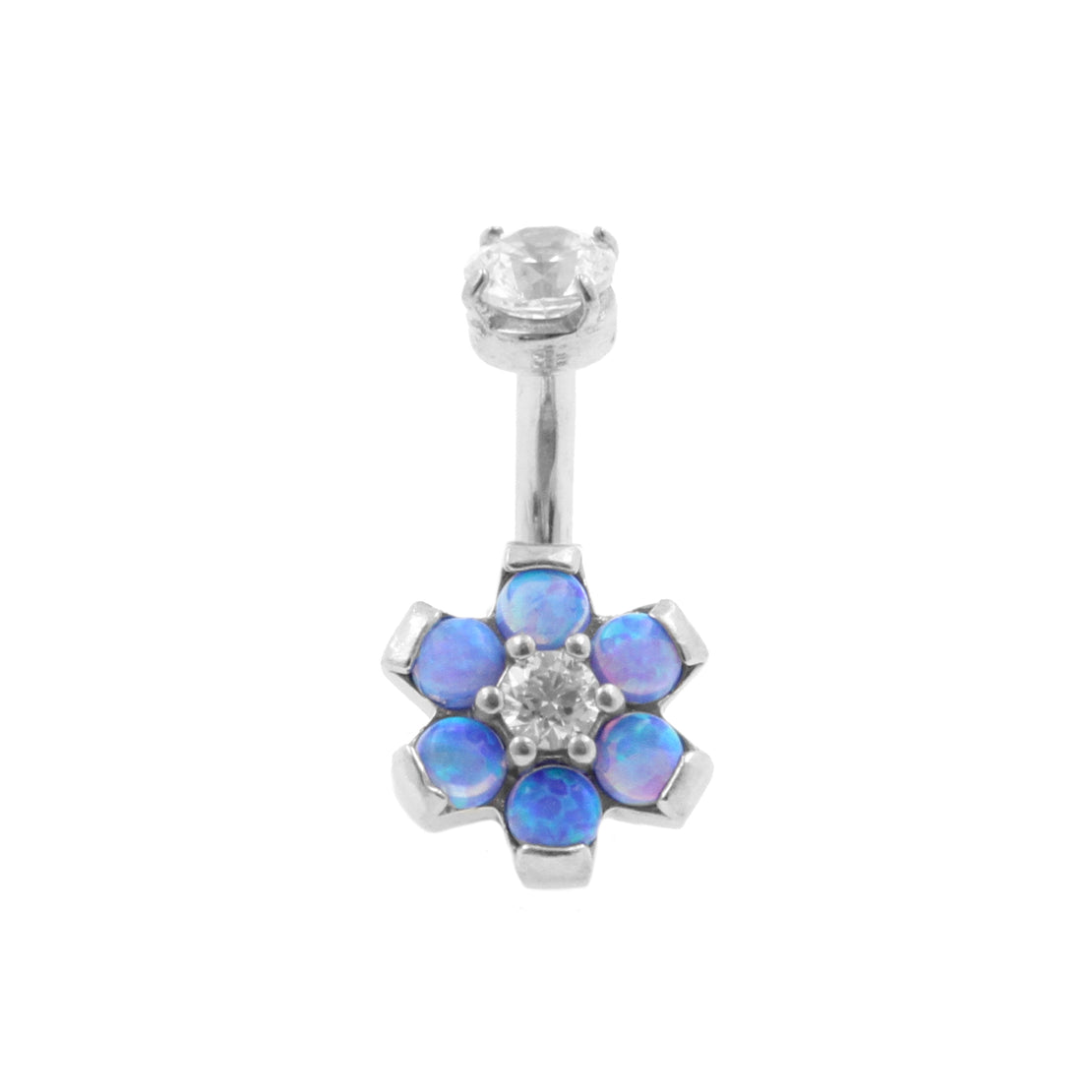 Surgical Steel Opal Zirconia Flower - Rook Piercing Sapphire Blue Opal
