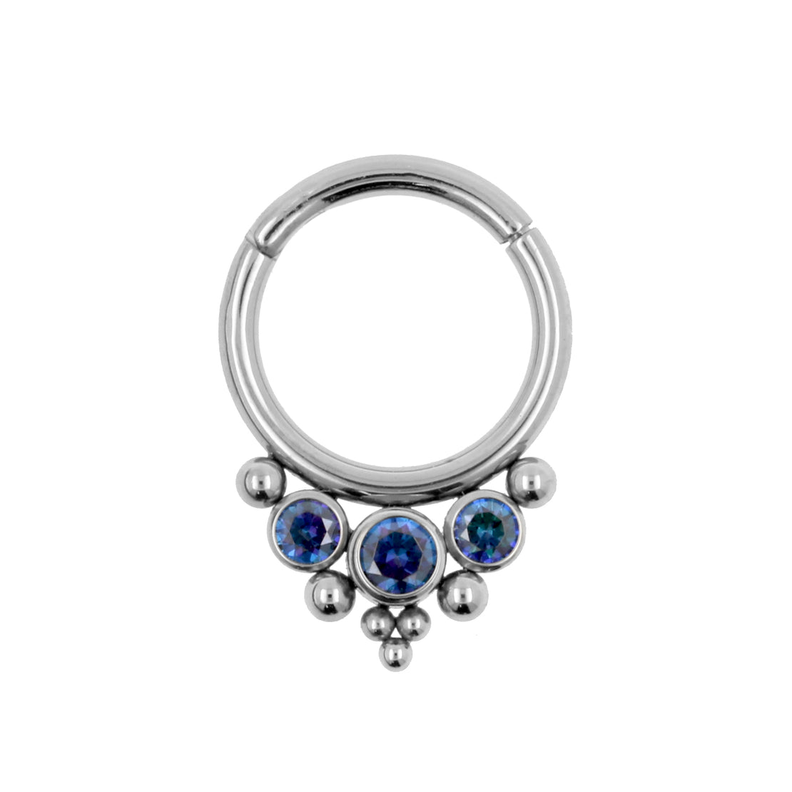 Titanium Zirkonia Cluster Click Ring Royal Blue