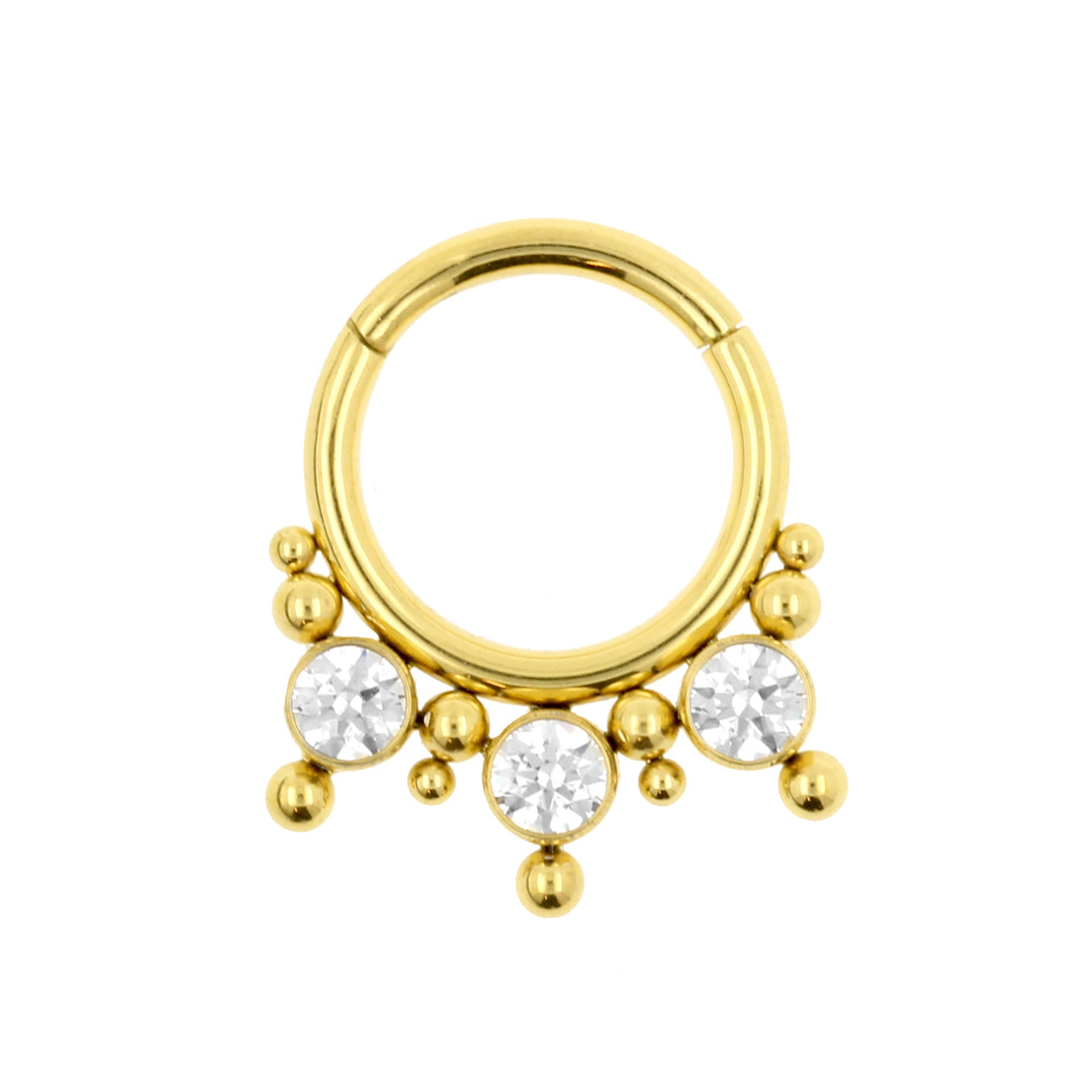 Titanium Zirkonia Cluster Click Ring Clear