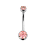Titanium Bauchnabelpiercing mit pinkem Zirkonia