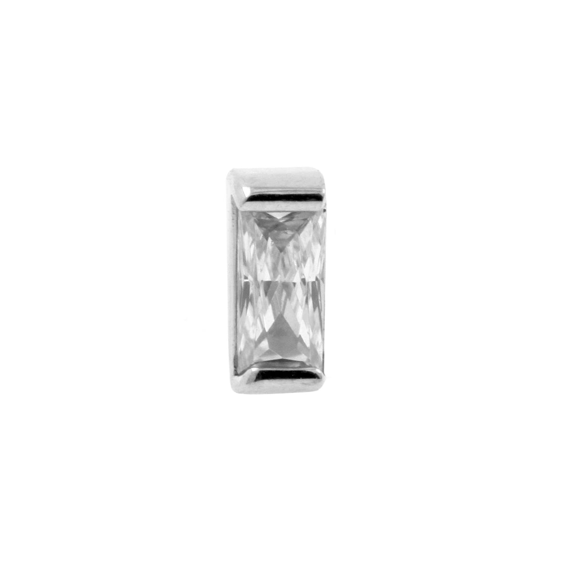 Nickel-Free Stainless Steel Zirconia Rectangle - Silver