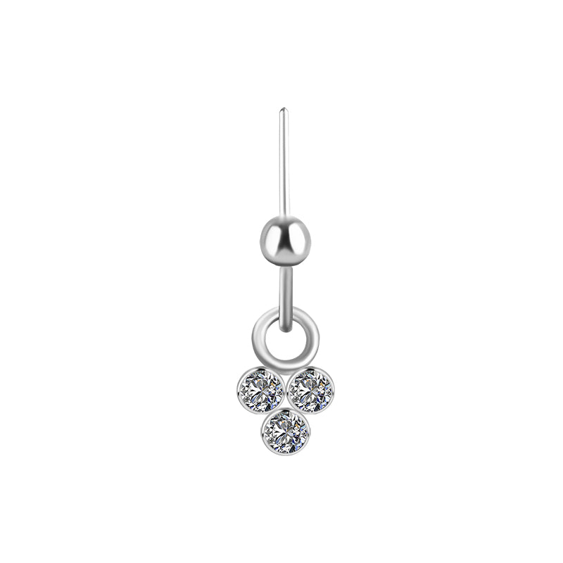 Titanium Helix Dangle - Zirconia Triple Cluster Silver