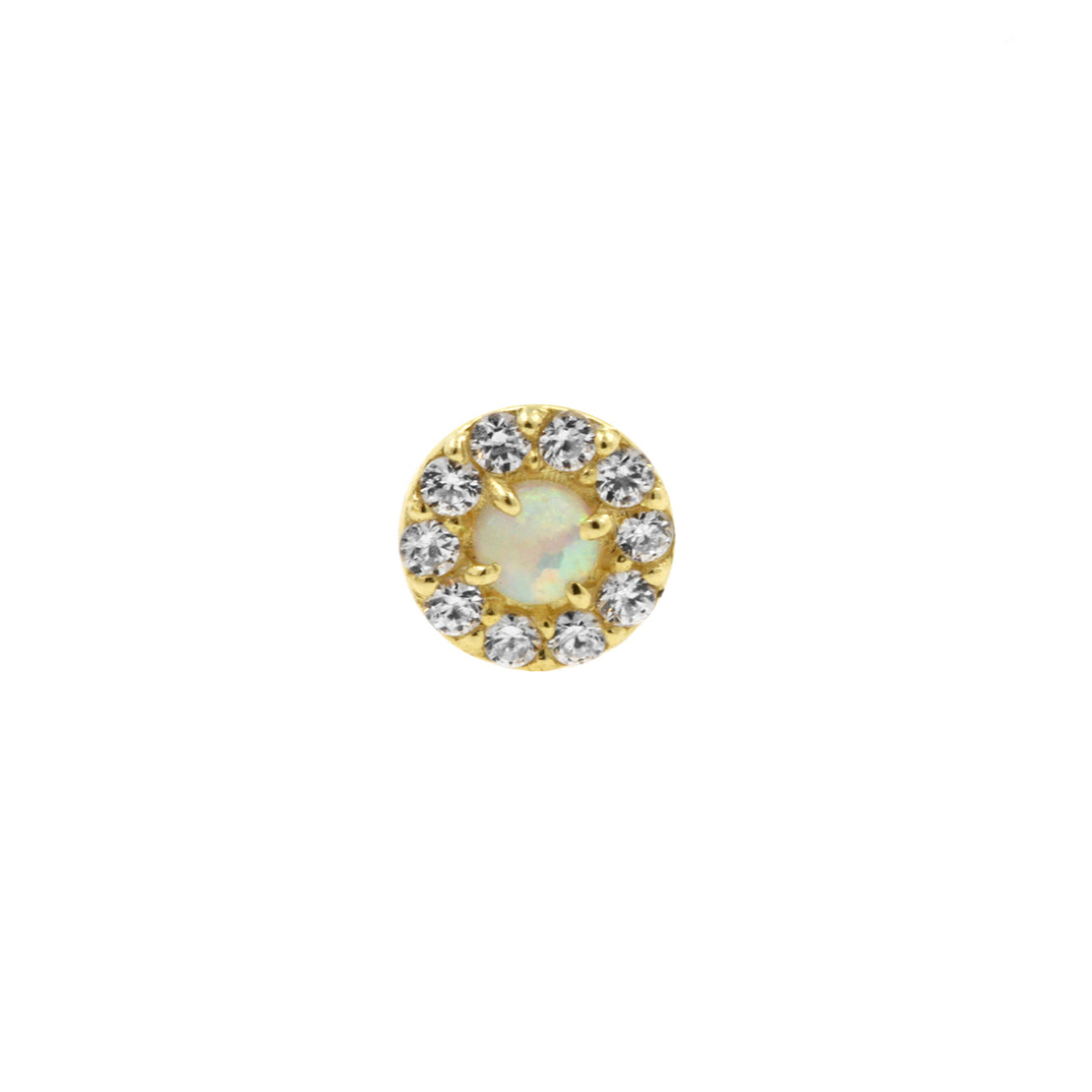 18 Karat Gold Zirconia Opaal Disc White Opal